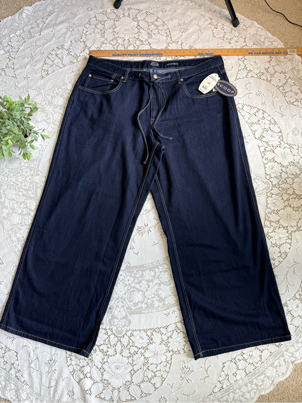 Scoop Women's Wide-Leg Relaxed Low Slung Jeans - Dark Indigo Oversized 16W Plus‎
